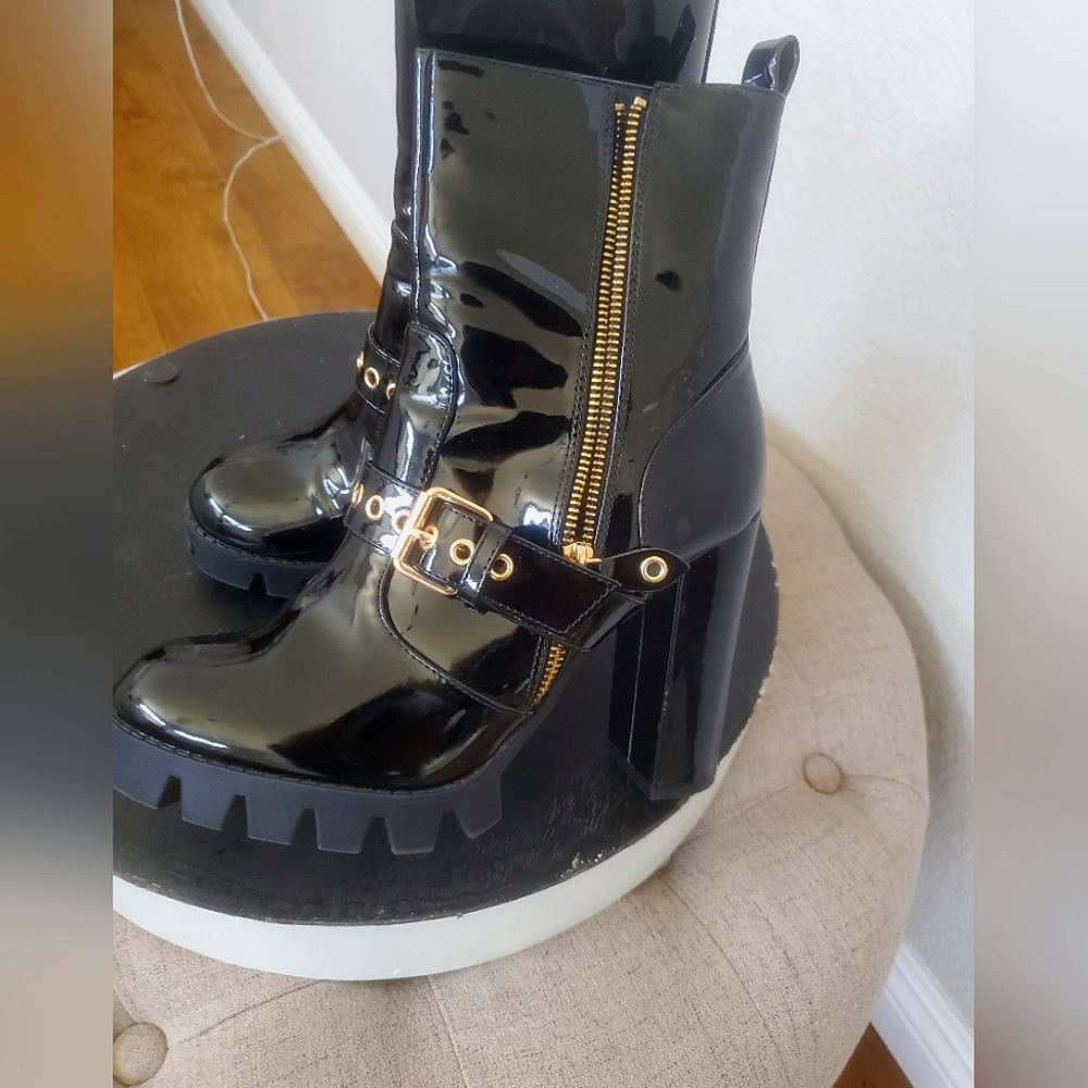 Black and gold boots.